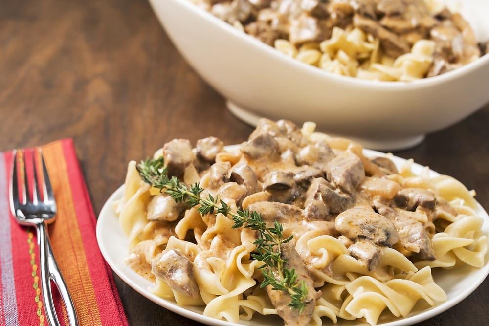 stroganoff s cestovinami